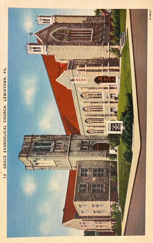 Grace Evangelical Church, Lewistown, Pennsylvania - Vintage Church Postcard
