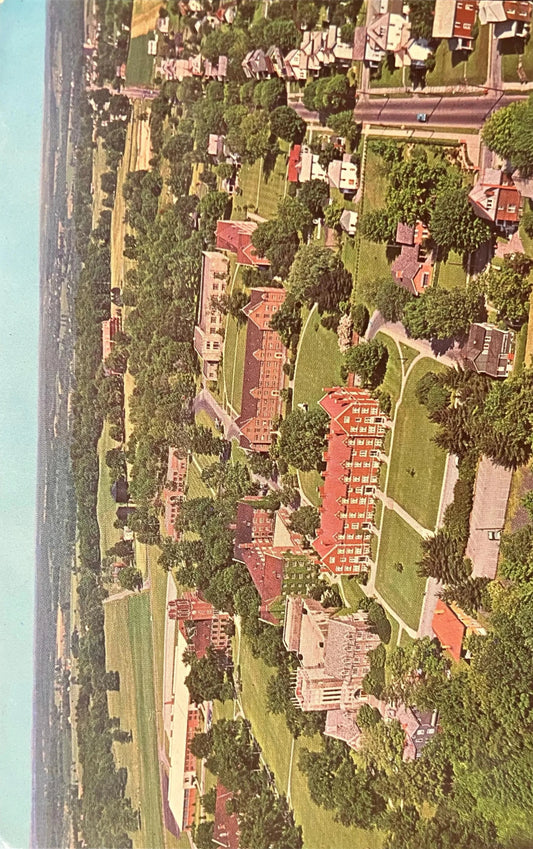Aerial View of Campus - Grove City College - Grove City, PA - Photo: Richard C Miller - Vintage College Postcard