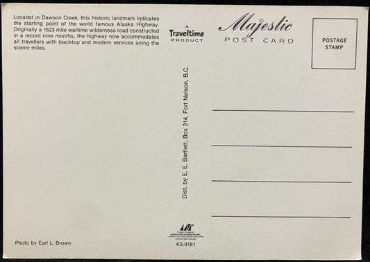 Mile "O" Post - Alaska Highway - Vintage Alaska Postcard