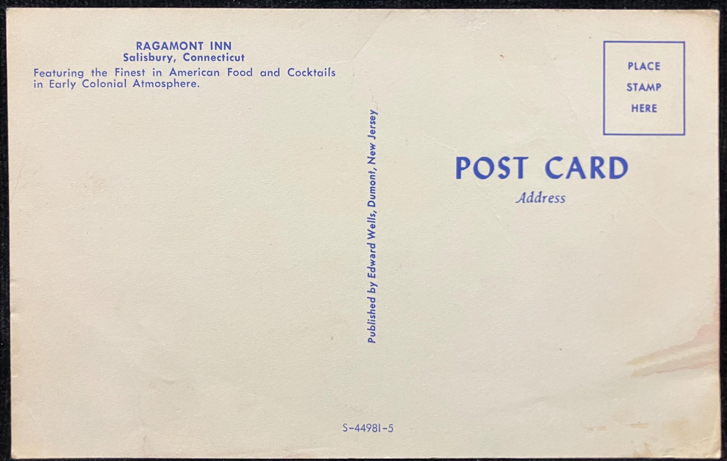 Ragamont Inn - Salisbury, Connecticut - Inn Postcard
