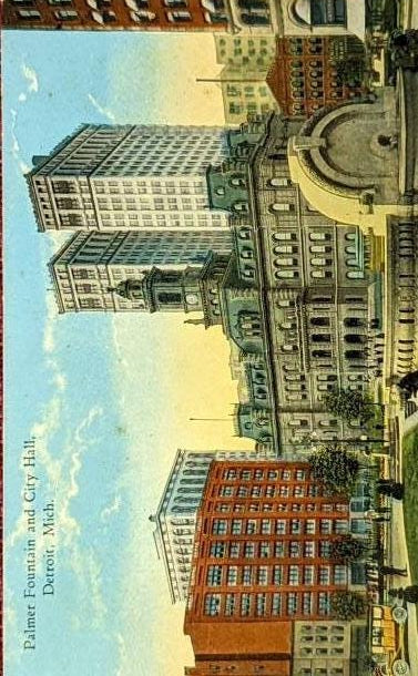 Palmer Fountain and City Hall- Detroit, Michigan