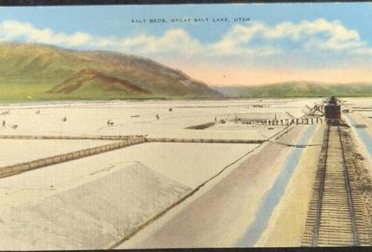 Salt Beds at the Great Salt Lake, Utah - Vintage Postcard