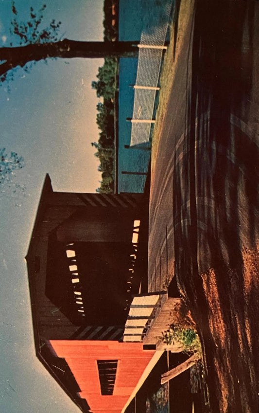 Langley Bridge over St. Joseph River near Centreville, Michigan - Vintage Covered Bridge Postcard