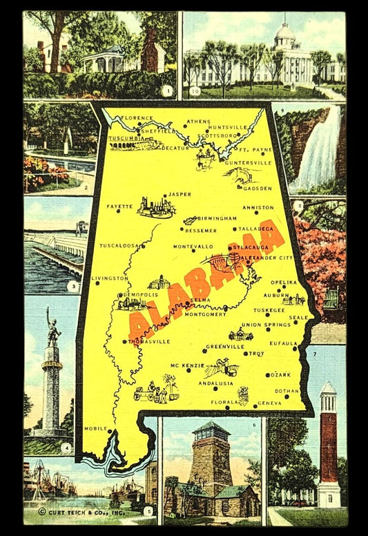 Alabama Vintage Postcard Style Print - Digital Print Download