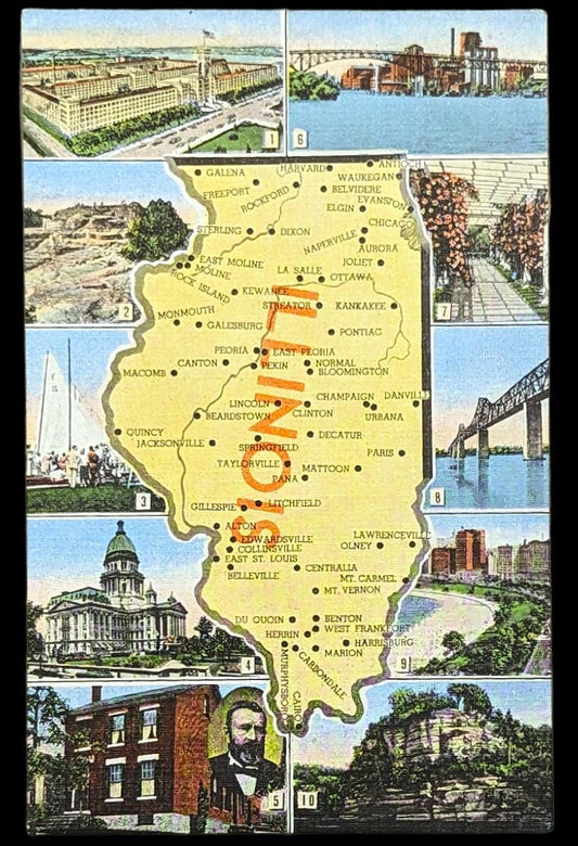 Illinois Vintage Postcard Digital Art - Digital Print Download