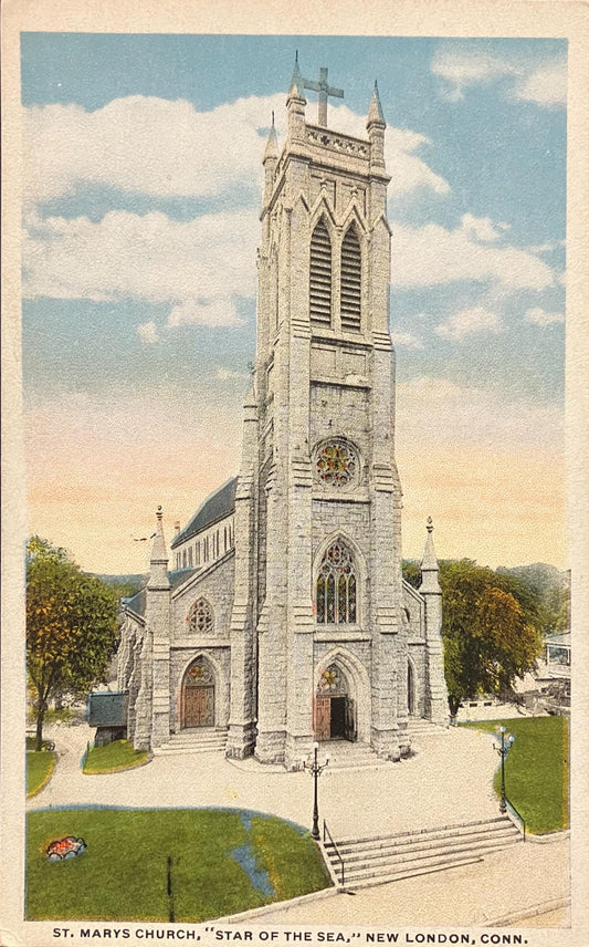 St. Mary's Church - "Star of the Sea," - New London, Connecticut - Vintage Church Postcard