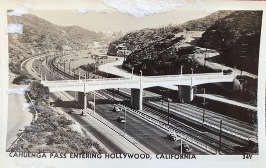 RPPC - Cahuenga Pass Entering Hollywood - California Vintage  - Real Photo Post Card - some damage at top edge, but great photo
