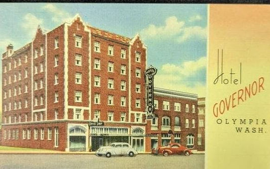Hotel Governor, Olympia, Washington - Vintage Linen Postcard