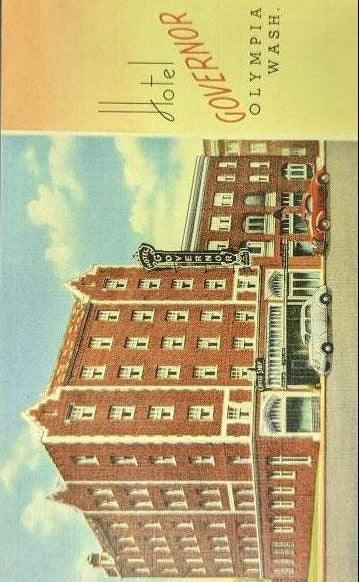 Hotel Governor, Olympia, Washington - Vintage Linen Postcard