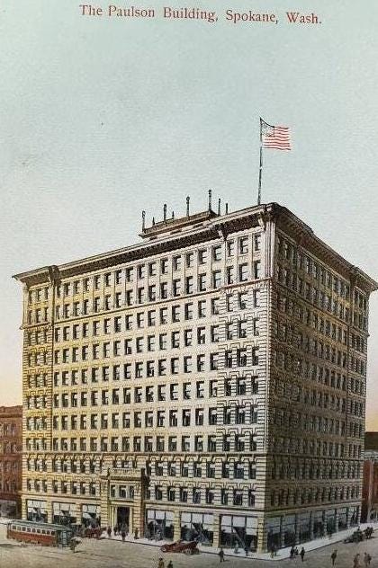 Paulson Building - Spokane, Washington - Vintage Postcard