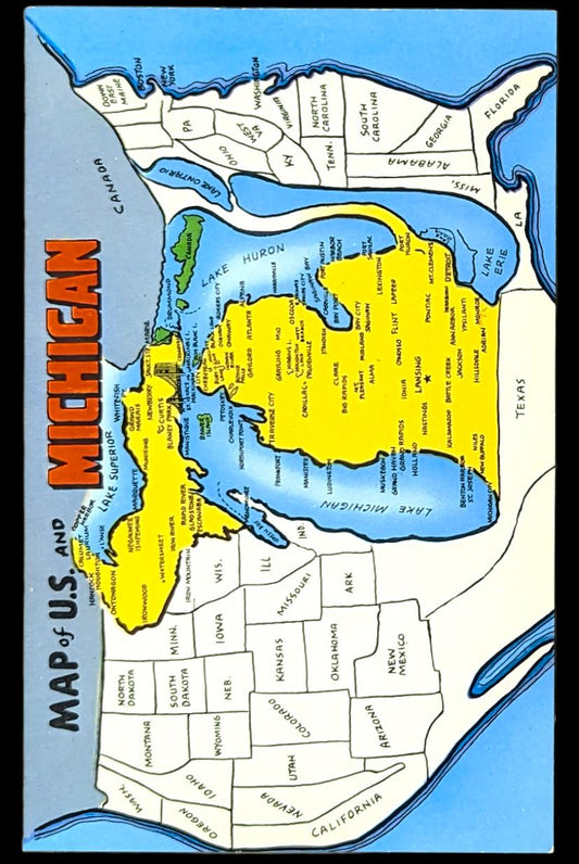 Map of U.S. and Michigan - Digital Print Download