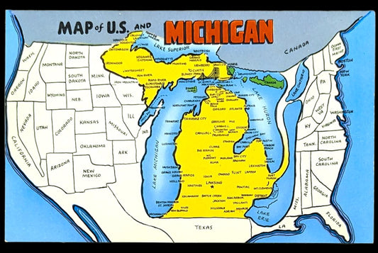Map of U.S. and Michigan - Digital Print Download