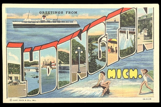 Greetings from Ludington, Michigan - Digital Print Download