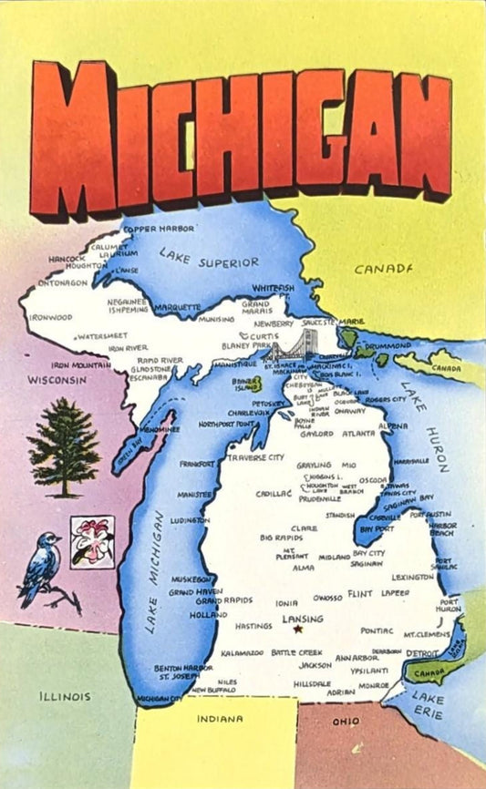 Michigan 1960s Postcard - Digital Print Download