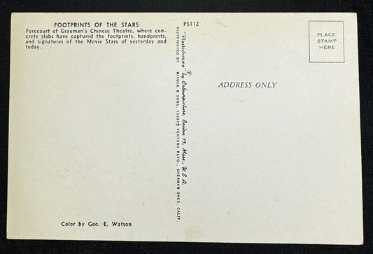 Footprints of the Stars, California - Vintage Postcard