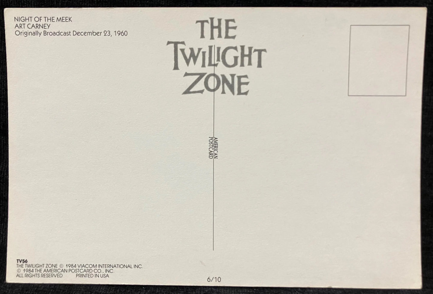 RPPC - Night of the Meek - Art Carney - The Twilight Zone - Christmas postcard