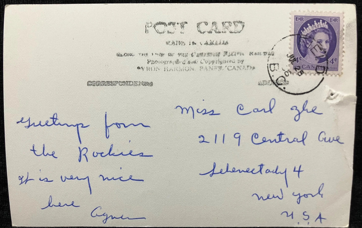 RPPC - Mount Burgess, Emerald Lake, Canada - Vintage Canadian Rockies Postcard