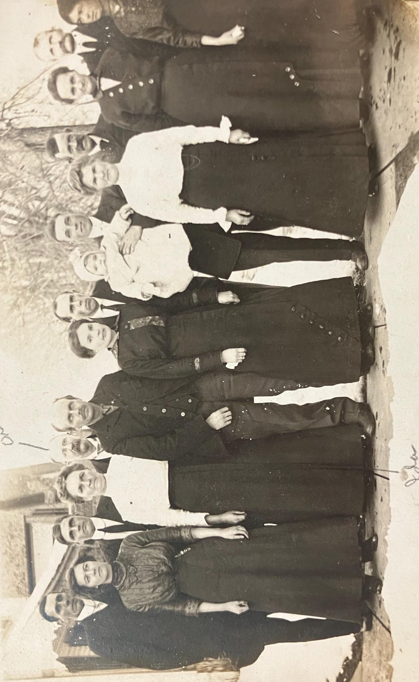 RPPC -Whole Damn Family Photo - Late 1800s - Adults and Baby - Flat Oval Faces Identify Family- Baptism Celebrarion? Maybe South Haven, MI