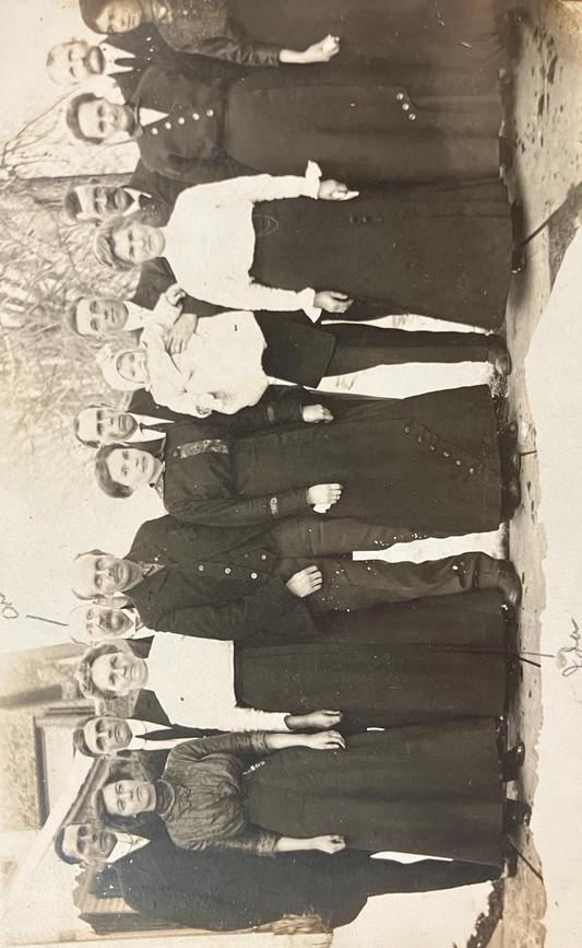 RPPC -Whole Damn Family Photo - Late 1800s - Adults and Baby - Flat Oval Faces Identify Family- Baptism Celebrarion? Maybe South Haven, MI
