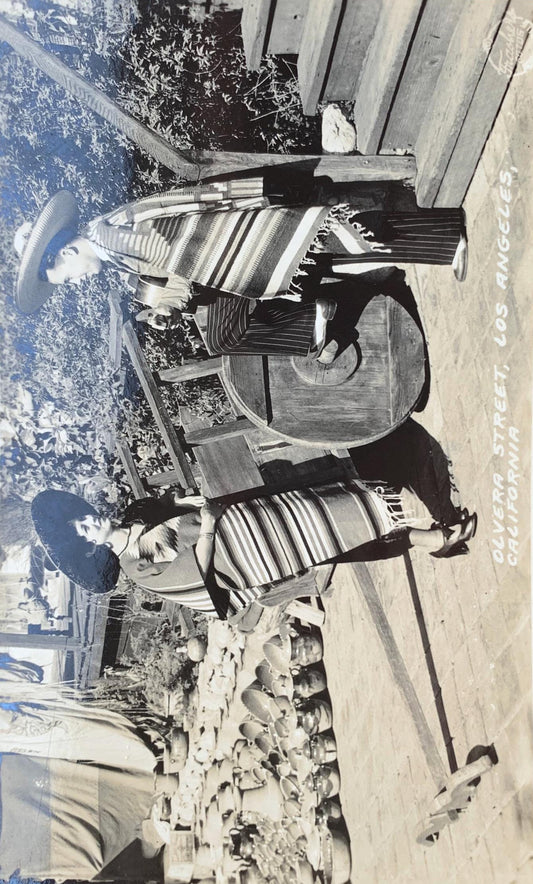 RPPC - Olvera Street, Los Angeles, California - Vintage Real Photo Postcard - Historic Mexican Area