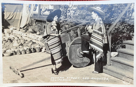 RPPC - Olvera Street, Los Angeles, California - Vintage Real Photo Postcard - Historic Mexican Area