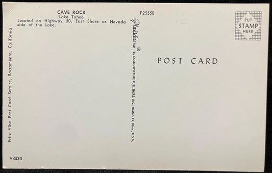 Cave Rock - Nevada Side of Lake Tahoe - Vintage Lake Postcard