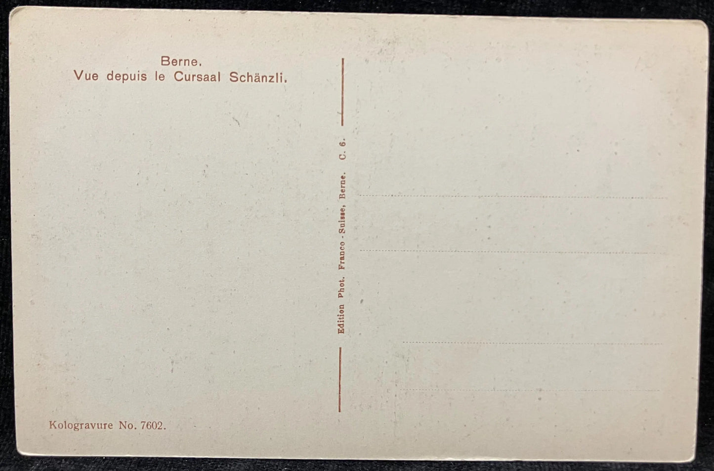 RPPC - Bern. Blick vom neuen Kursaal Schanzli, Switzerland - Vintage International Postcard