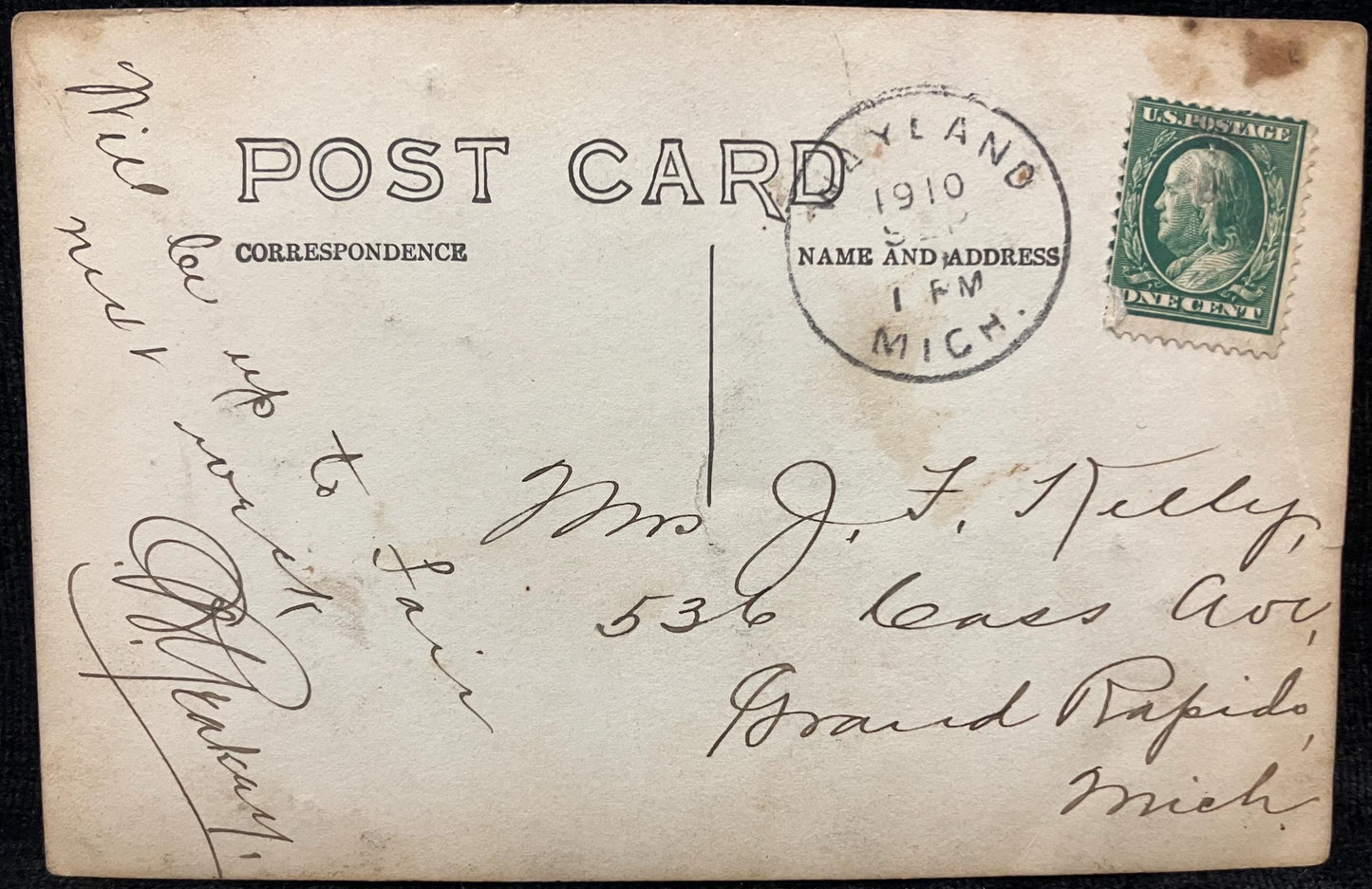 RPPC - Two Young Women Enjoying a Lake - Feet up out of the Water - 1910 Grayling, Michigan -Bathingwear with caps Lake life postcard