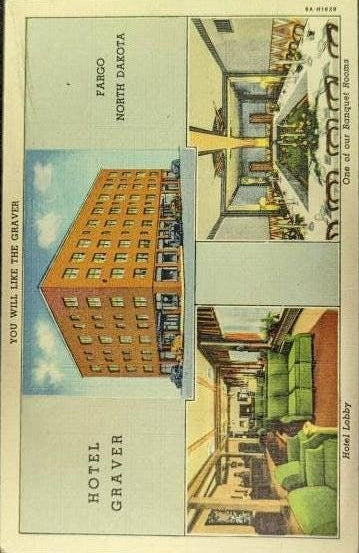 Hotel Graver, Fargo, North Dakota - Postcard 1940s