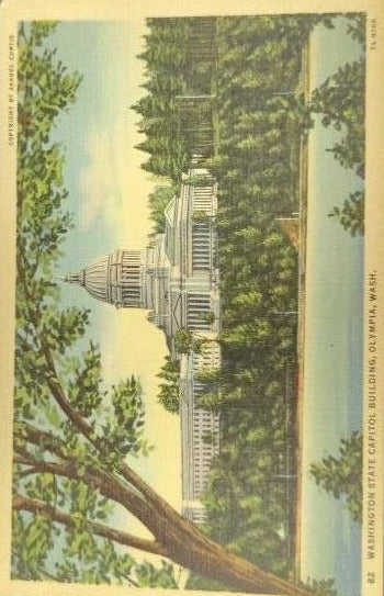 Washington State Capitol Building - Olympia, Washington - 1930s Linen Postcard