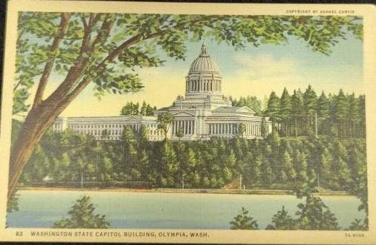 Washington State Capitol Building - Olympia, Washington - 1930s Linen Postcard