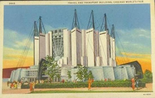 Travel and Transport Building at Chicago World's Fair - Linen Postcard 1940s