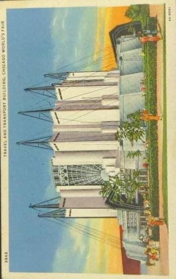 Travel and Transport Building at Chicago World's Fair - Linen Postcard 1940s