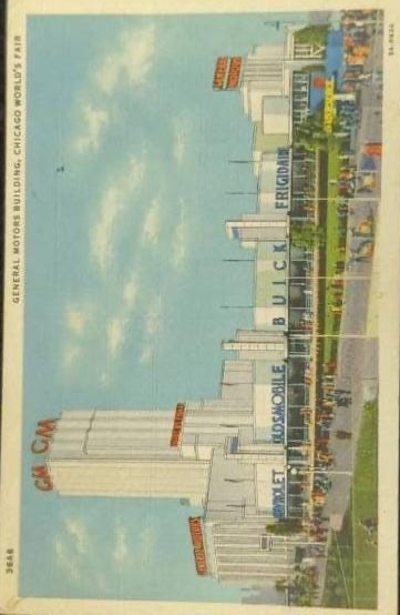 General Motors Building during the Chicago World's Fair, Illinois - Linen Postcard 1930s