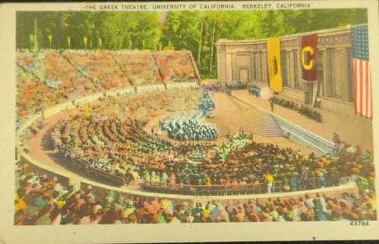 The Greek Threatre of University of California - Linen Postcard 1930s/40s