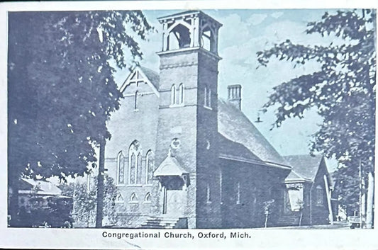 Congregational Church, Oxford, Michigan - Linen Postcard