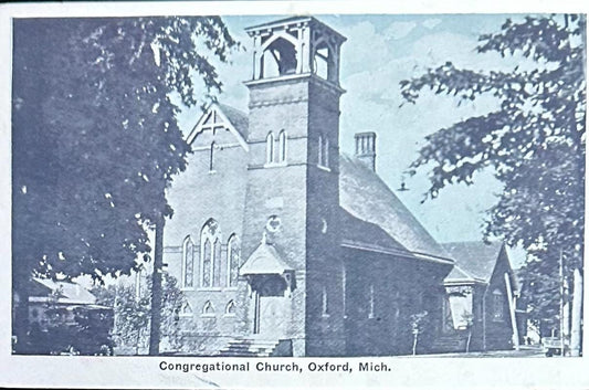 Congregational Church, Oxford, Michigan - Linen Postcard