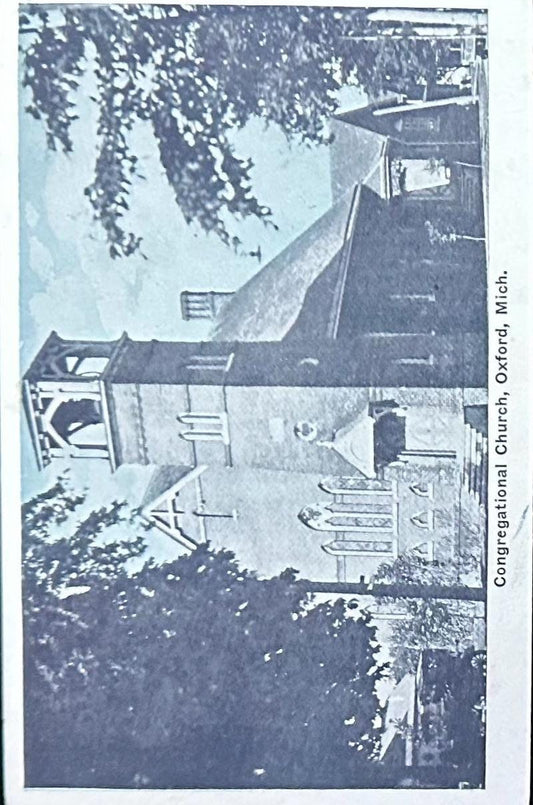 Congregational Church, Oxford, Michigan - Linen Postcard