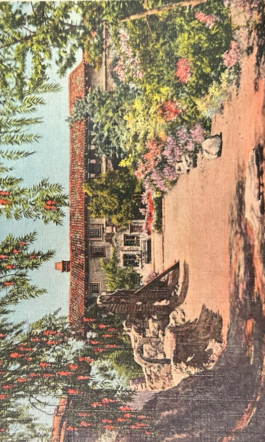 Convent Building and Ruins of the West Corridor, California - Linen Postcard