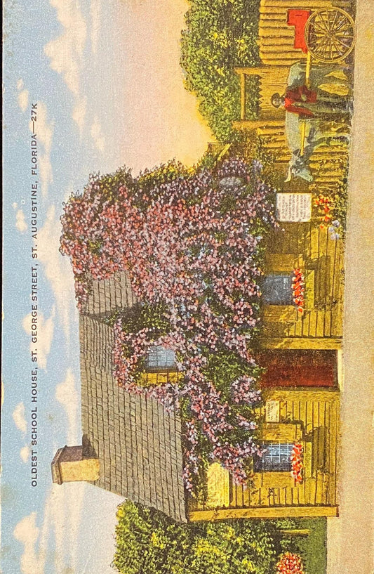 Oldest School House, St. George Street, St. Augustine, Florida - Vintage Postcard