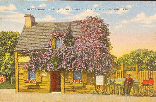 Oldest School House, St. George Street, St. Augustine, Florida - Vintage Postcard