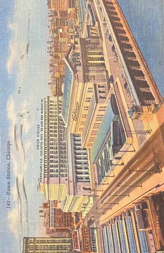 Union Station, Chicago, Illinois - 1940s Linen Postcard