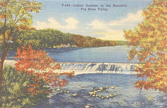 Indian Summer, in the Beautiful Fox River Valley, Illinois - 1951 Linen Postcard
