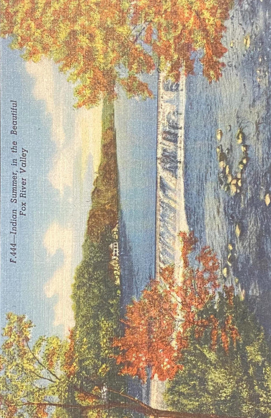 Indian Summer, in the Beautiful Fox River Valley, Illinois - 1951 Linen Postcard