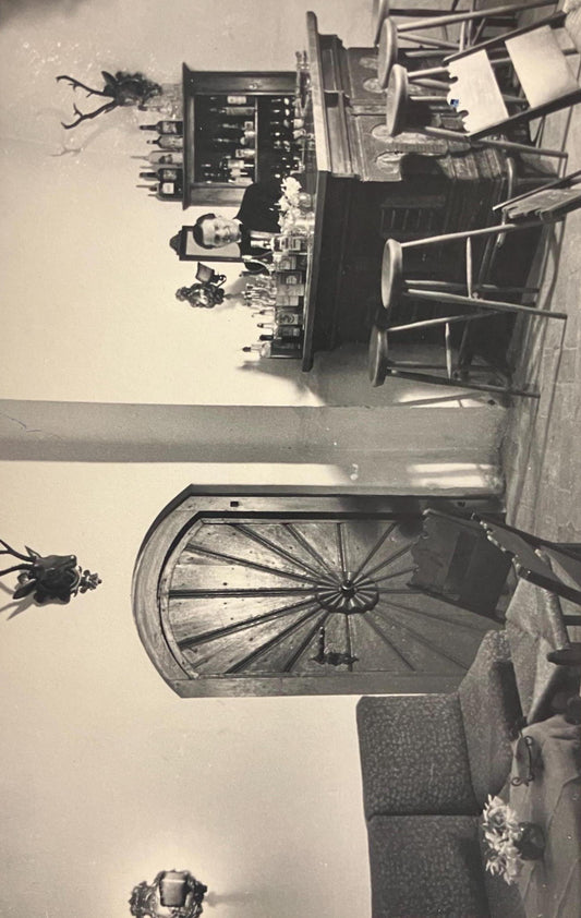 RPPC - Classic Lodge Dining Area With Bartender Ready to Serve - Dutch or Belgium Real Photo Postcard - 1930s Lodge Photo