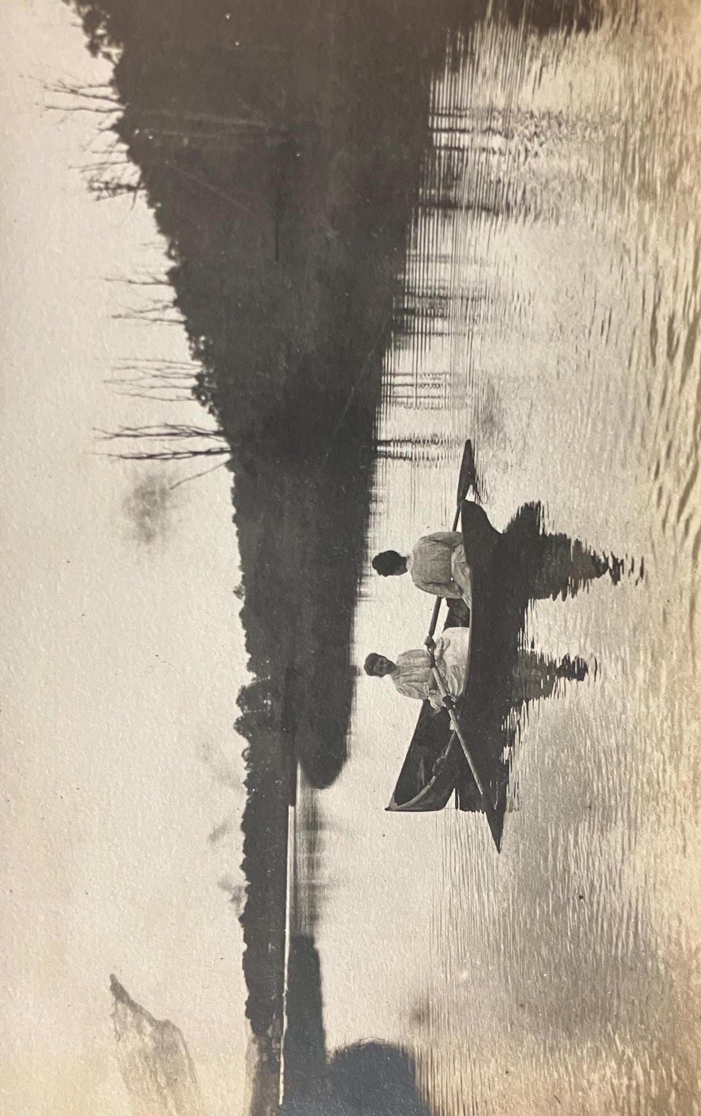 RPPC - Two Women Rowing on a River in Southern Michigan - Real Photo Postcard of Boating - Maybe Kalamazoo River - Cooling off in Summer 1900