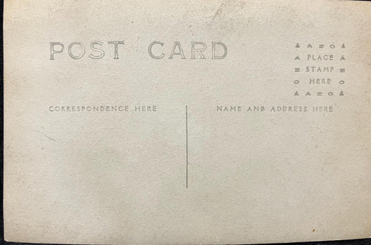 RPPC - Mother and Son Dressed up in White and a Suit - very somber faces in Photo - real photo postcard about 1908 - Ectachrome