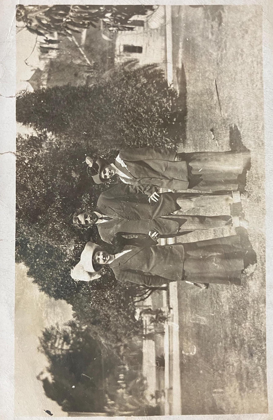 RPPC - Man and Wife Posing with Daughter - Women in Feathered Hats - All Dressed up in 1910 at a Public Place - Could be Detroit or Chicago