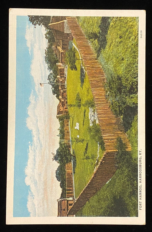 Fort Harrod - Harrodsburg, Kentucky - 1933 Linen Postcard