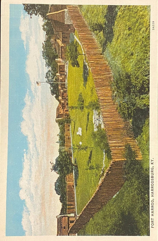 Fort Harrod - Harrodsburg, Kentucky - 1933 Linen Postcard